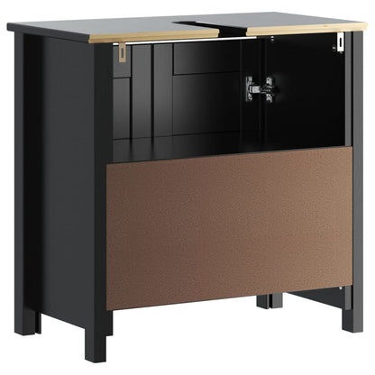 vidaXL Meuble sous-lavabo BERG Noir 60x34x59 cm Bois de pin