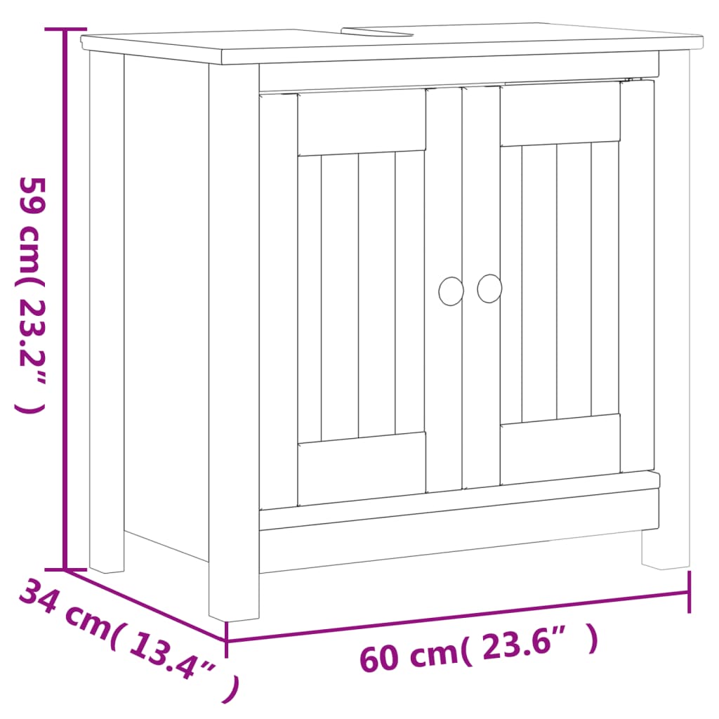 vidaXL Meuble sous-lavabo BERG Noir 60x34x59 cm Bois de pin