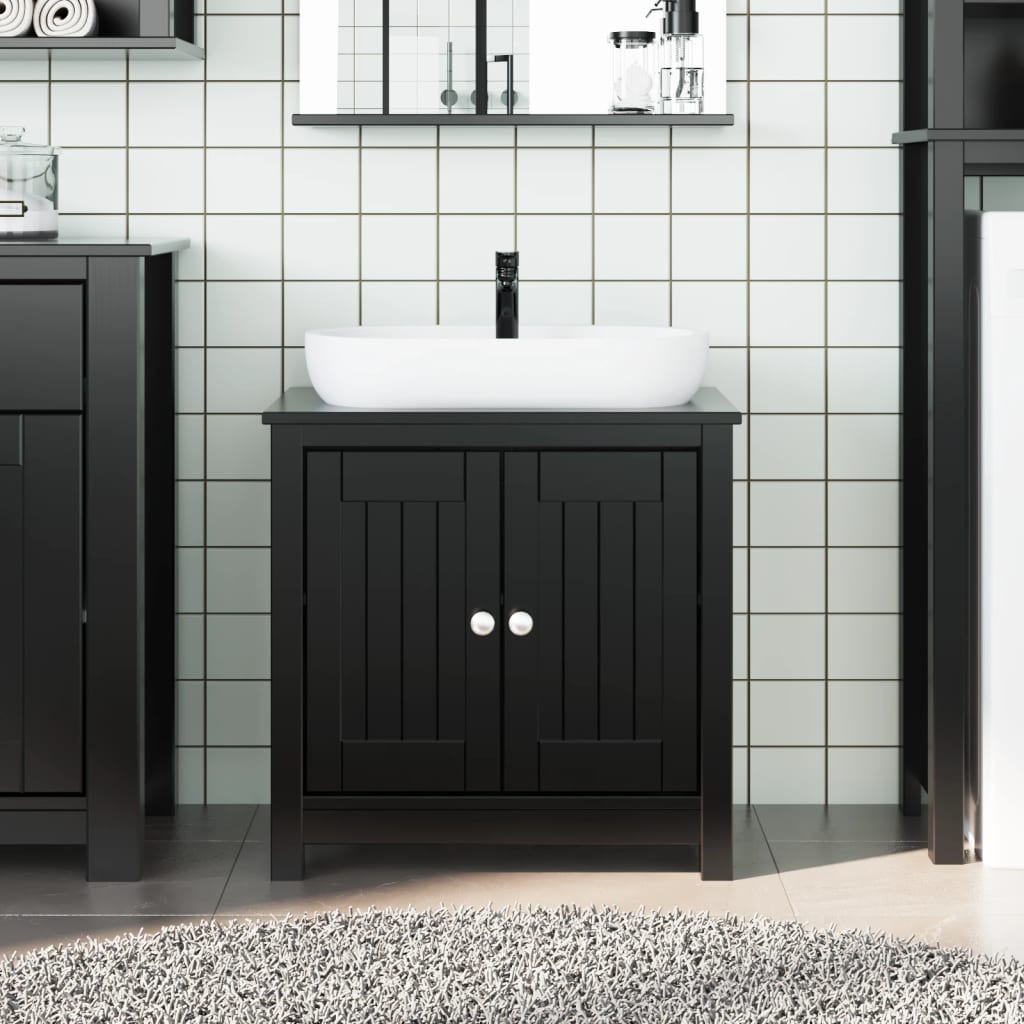 vidaXL Meuble sous-lavabo BERG Noir 60x34x59 cm Bois de pin