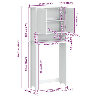 vidaXL Waschmaschinenschrank BERG Weiß 76x27x164,5 cm Massivholz