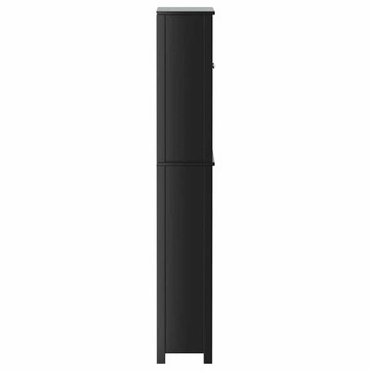 vidaXL Waschmaschinenschrank BERG Schwarz 76x27x164,5 cm Massivholz