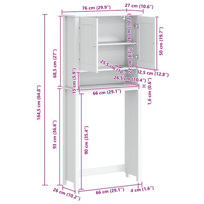vidaXL Waschmaschinenschrank BERG Schwarz 76x27x164,5 cm Massivholz
