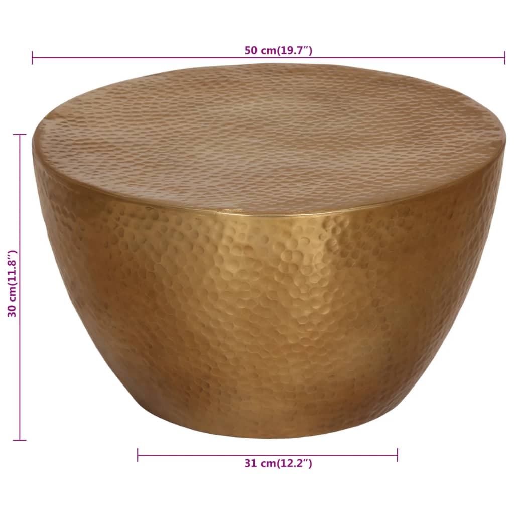 vidaXL Couchtisch Aluminium Gehämmert Ø 50x30 cm Messing