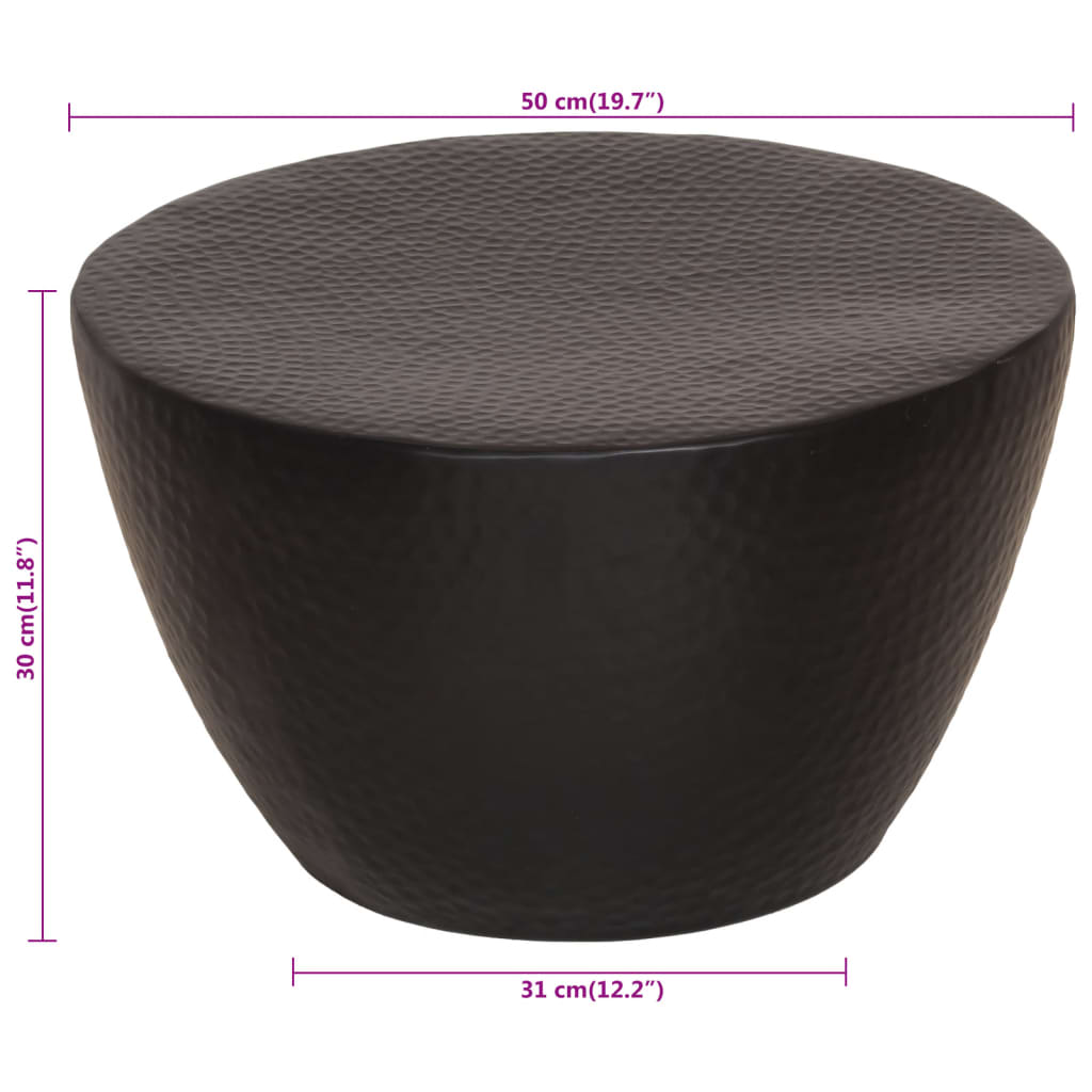 vidaXL Table basse aluminium martelé Ø 50x30 cm noir