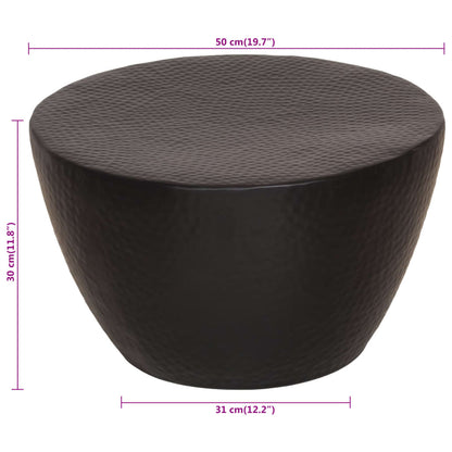 vidaXL Table basse aluminium martelé Ø 50x30 cm noir