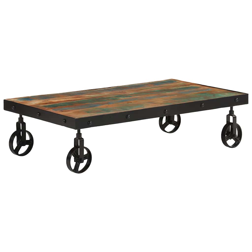 vidaXL Couchtisch mit Rollen Altholz Massiv 100x55x26 cm