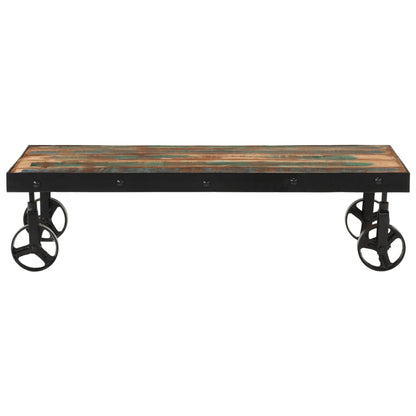 vidaXL Couchtisch mit Rollen Altholz Massiv 100x55x26 cm
