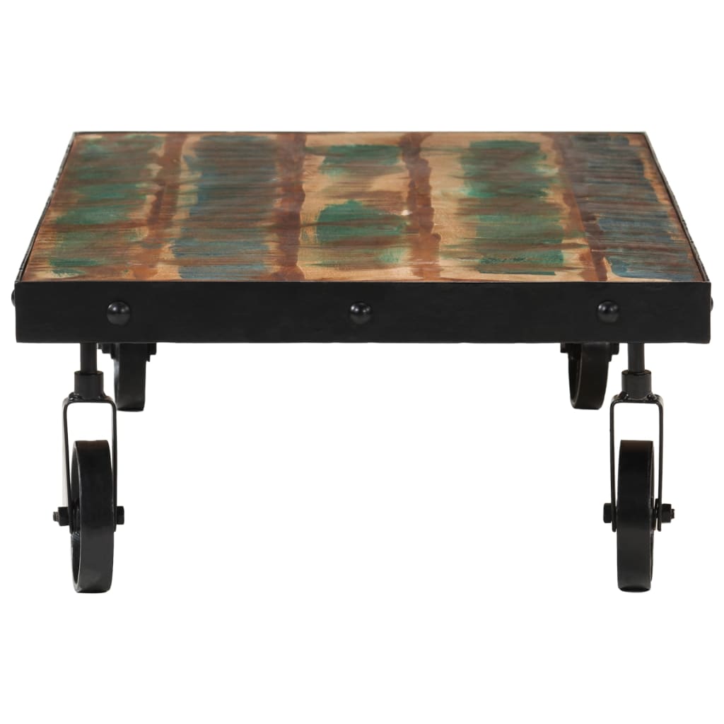 vidaXL Couchtisch mit Rollen Altholz Massiv 100x55x26 cm