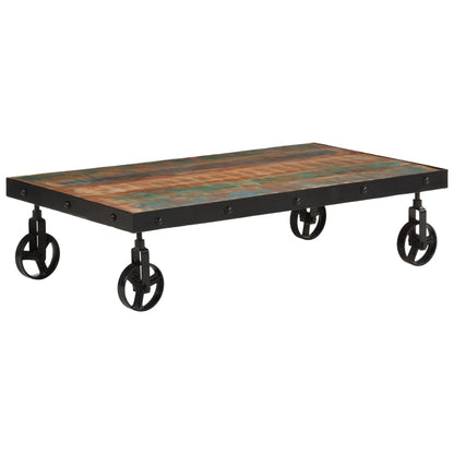 vidaXL Couchtisch mit Rollen Altholz Massiv 100x55x26 cm
