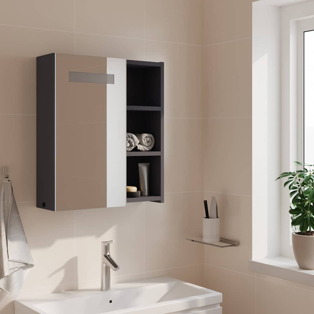 vidaXL Spiegelschrank mit LED-Beleuchtung Grau 45x13x52 cm