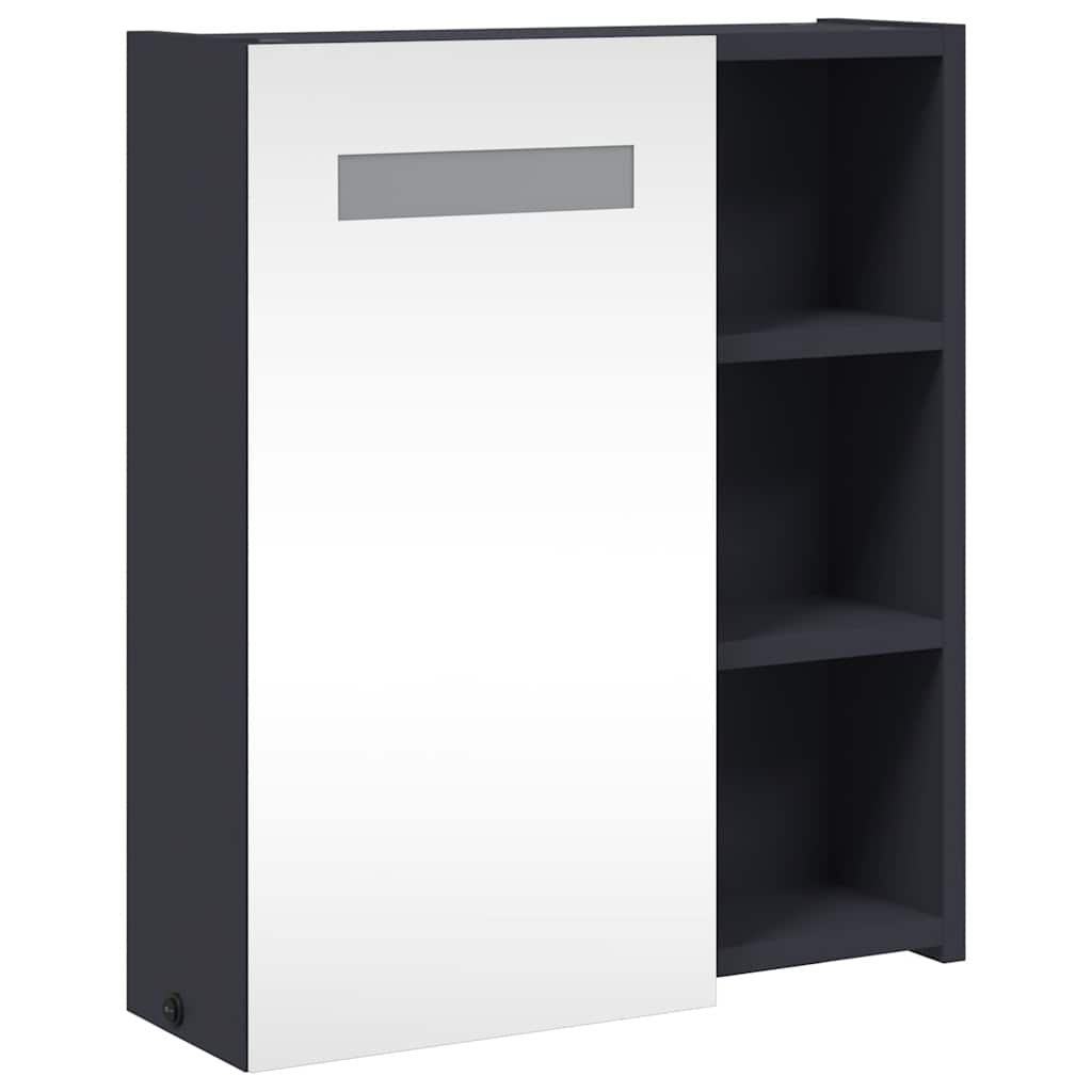 vidaXL Spiegelschrank mit LED-Beleuchtung Grau 45x13x52 cm