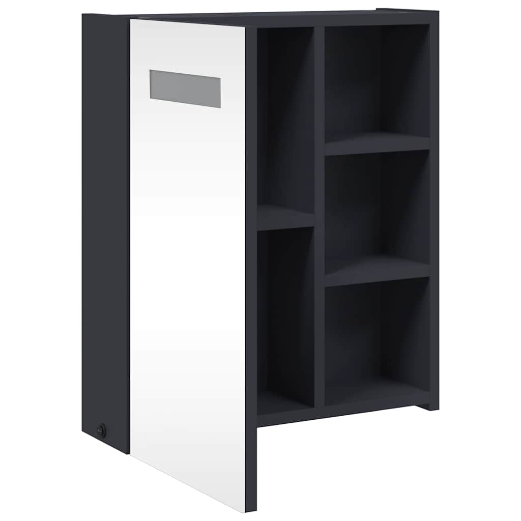 vidaXL Spiegelschrank mit LED-Beleuchtung Grau 45x13x52 cm