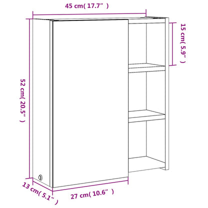 vidaXL Spiegelschrank mit LED-Beleuchtung Schwarz 45x13x52 cm