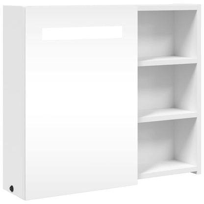 vidaXL Spiegelschrank mit LED-Beleuchtung Weiß 60x13x52 cm