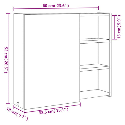 vidaXL Spiegelschrank mit LED-Beleuchtung Weiß 60x13x52 cm