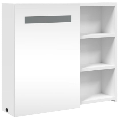 vidaXL Spiegelschrank mit LED-Beleuchtung Weiß 60x13x52 cm