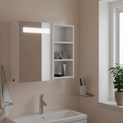 vidaXL Spiegelschrank mit LED-Beleuchtung Weiß 60x13x52 cm