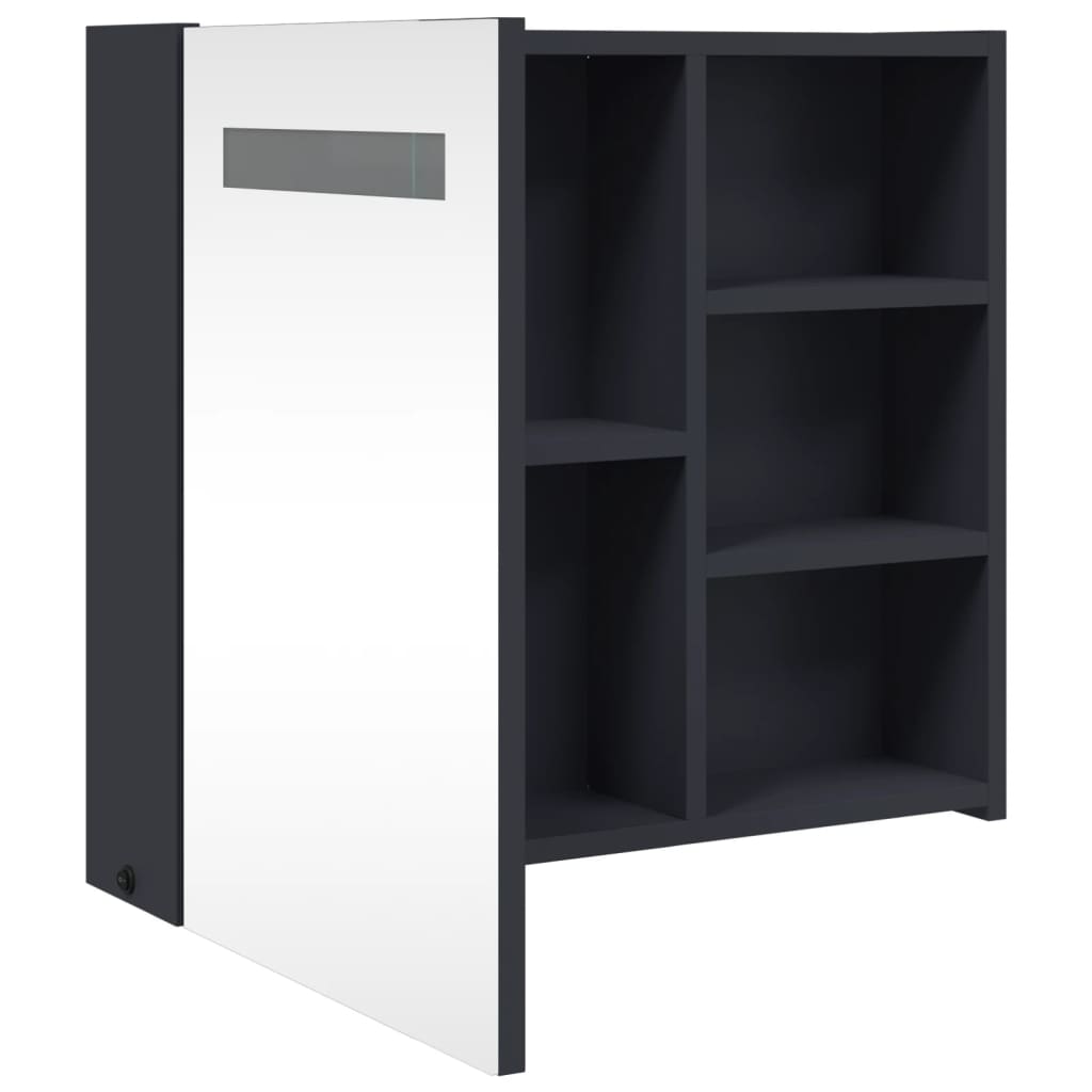 vidaXL Spiegelschrank mit LED-Beleuchtung Grau 60x13x52 cm