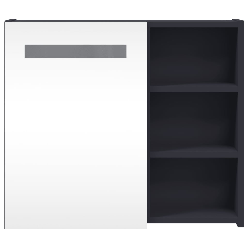 vidaXL Spiegelschrank mit LED-Beleuchtung Grau 60x13x52 cm