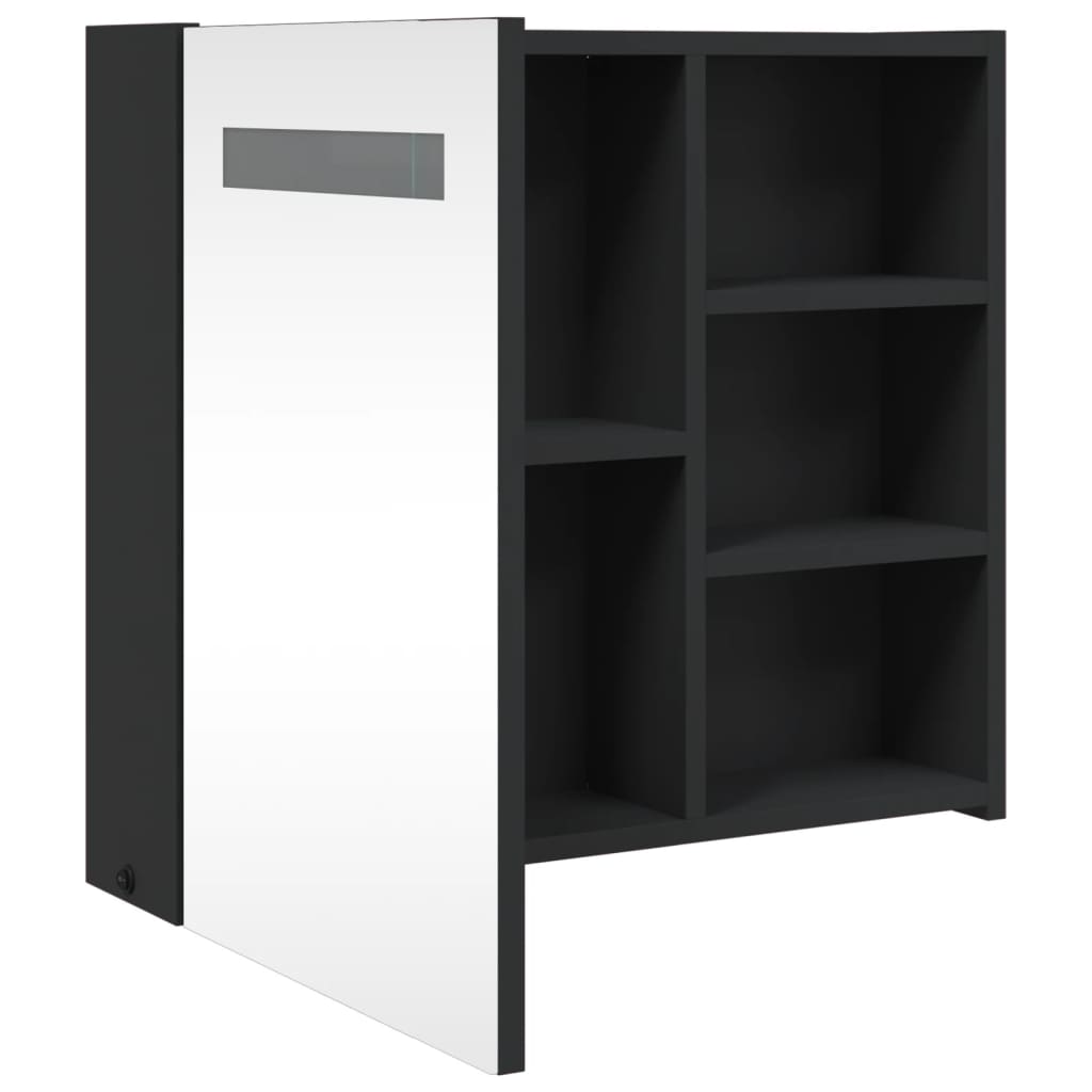 vidaXL Spiegelschrank mit LED-Beleuchtung Schwarz 60x13x52 cm