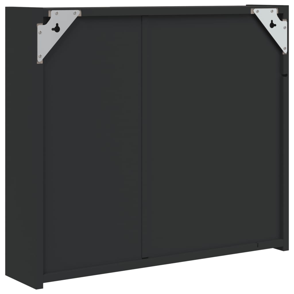 vidaXL Spiegelschrank mit LED-Beleuchtung Schwarz 60x13x52 cm
