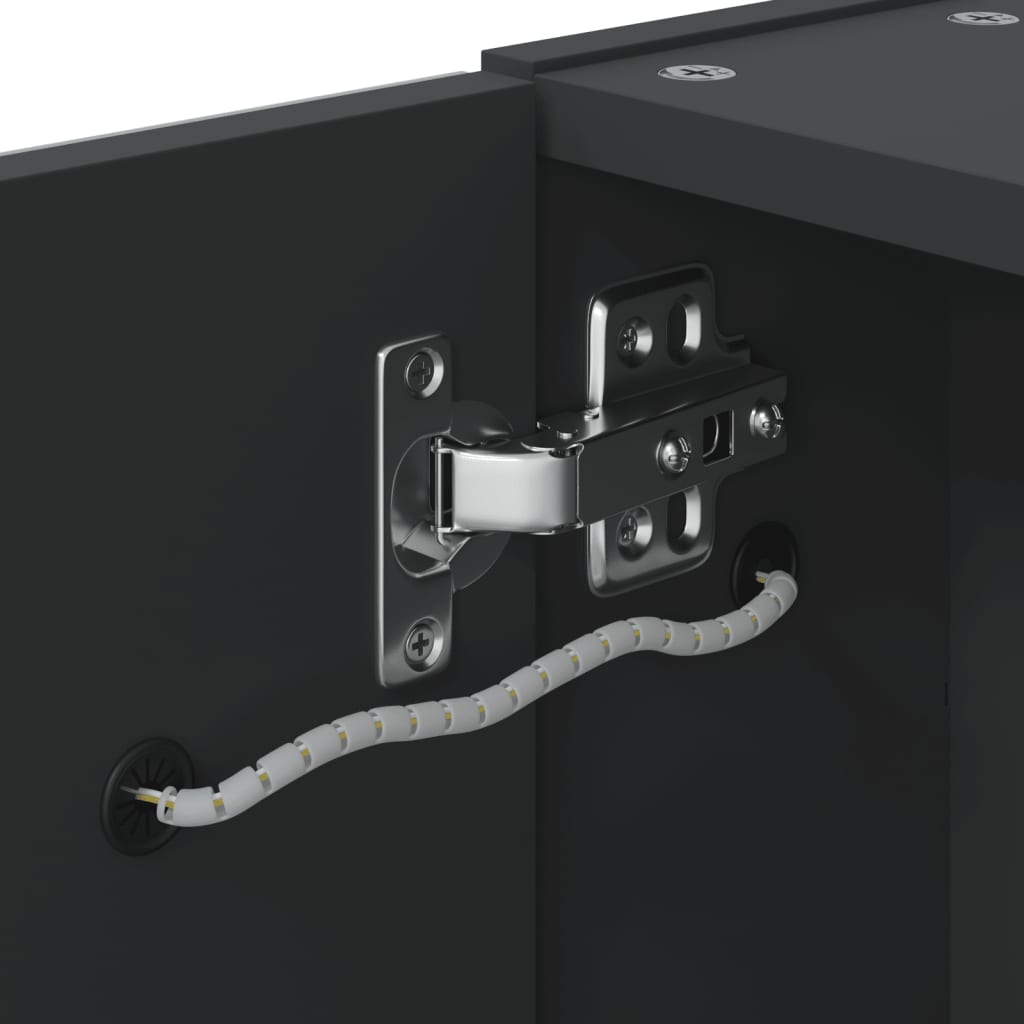 vidaXL Spiegelschrank mit LED-Beleuchtung Schwarz 60x13x52 cm