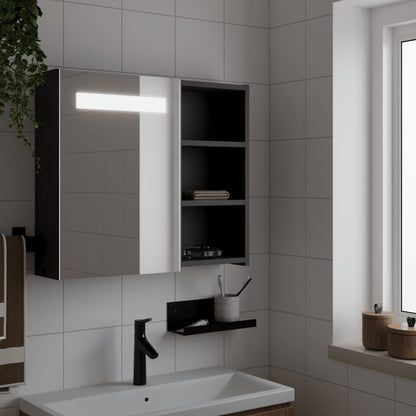vidaXL Spiegelschrank mit LED-Beleuchtung Schwarz 60x13x52 cm