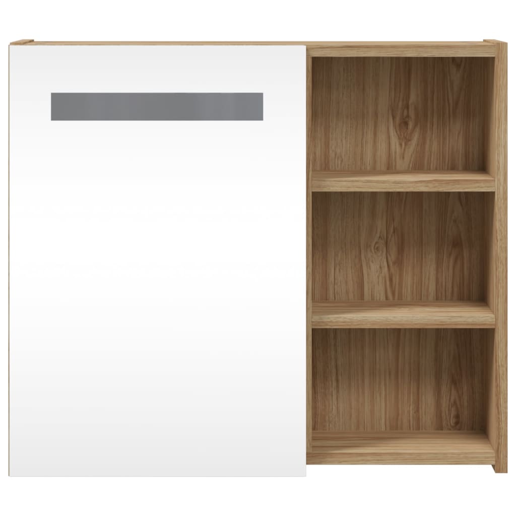 vidaXL Spiegelschrank mit LED-Beleuchtung Eichenoptik 60x13x52 cm