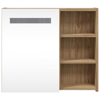vidaXL Spiegelschrank mit LED-Beleuchtung Eichenoptik 60x13x52 cm