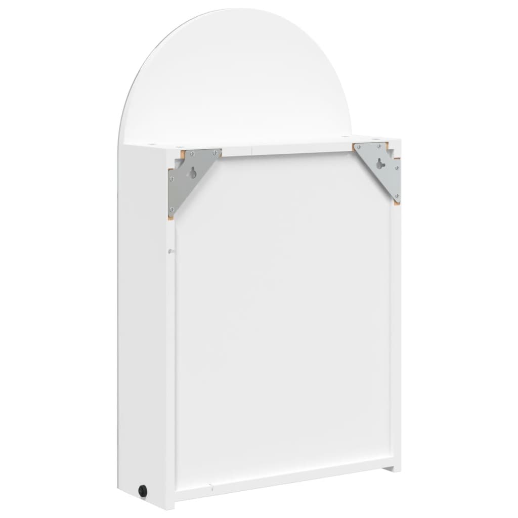 vidaXL Spiegelschrank mit LED-Beleuchtung Gewölbt Weiß 42x13x70 cm