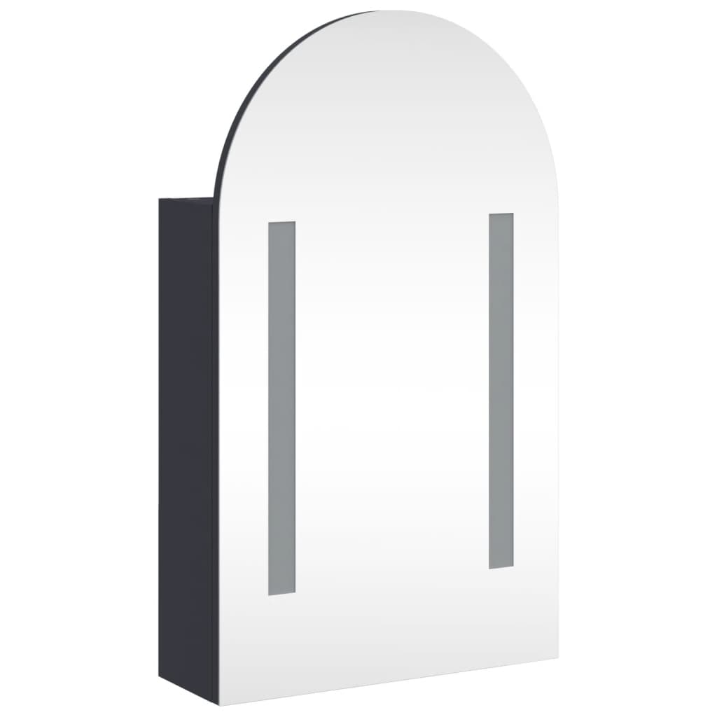 vidaXL Spiegelschrank mit LED-Beleuchtung Gewölbt Grau 42x13x70 cm