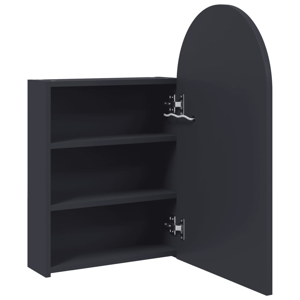 vidaXL Spiegelschrank mit LED-Beleuchtung Gewölbt Grau 42x13x70 cm