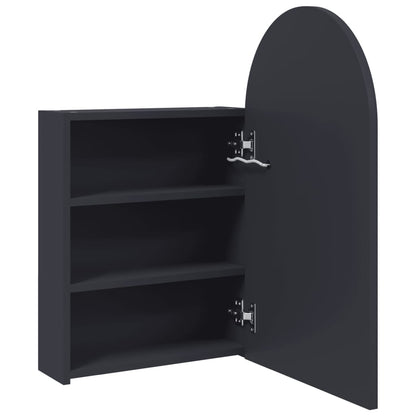 vidaXL Spiegelschrank mit LED-Beleuchtung Gewölbt Grau 42x13x70 cm