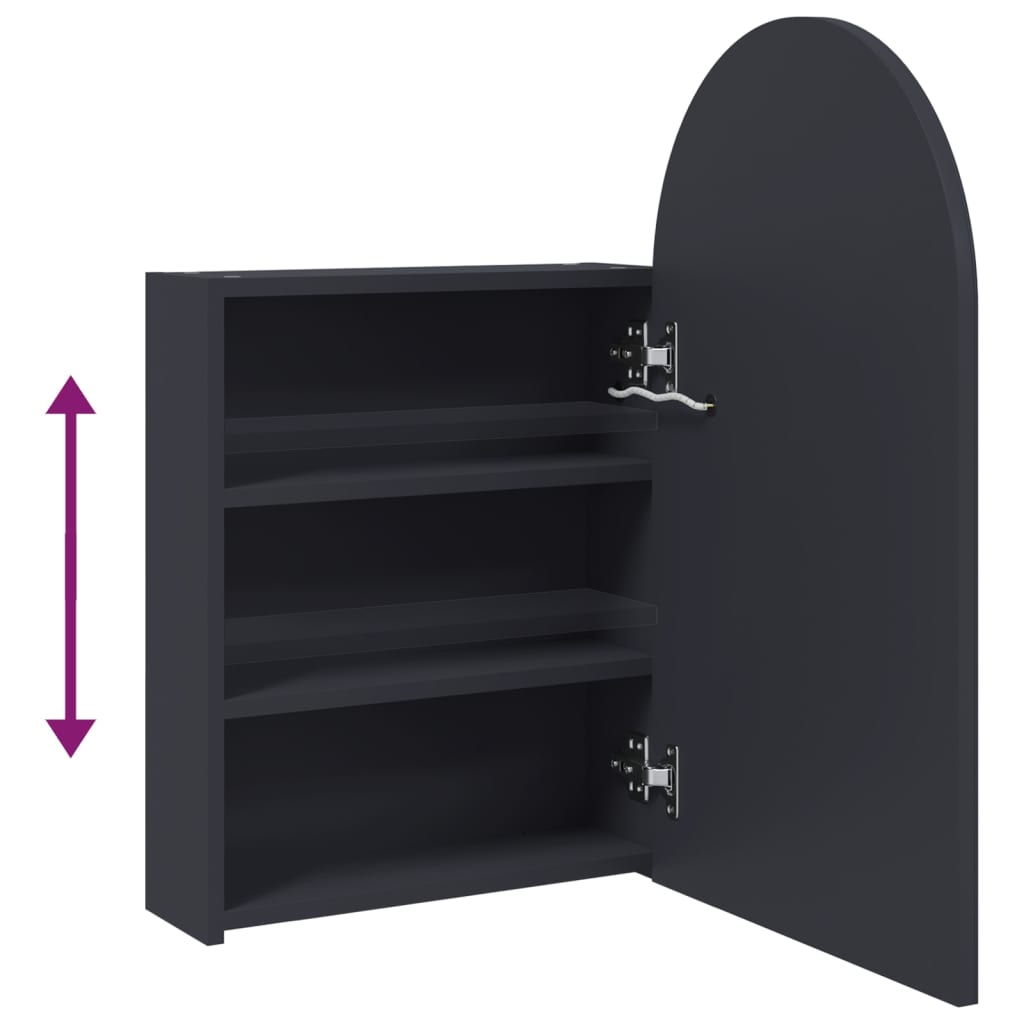 vidaXL Spiegelschrank mit LED-Beleuchtung Gewölbt Grau 42x13x70 cm