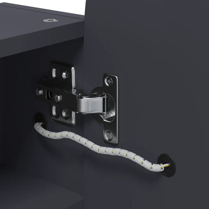 vidaXL Spiegelschrank mit LED-Beleuchtung Gewölbt Grau 42x13x70 cm