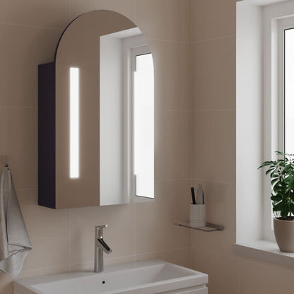 vidaXL Spiegelschrank mit LED-Beleuchtung Gewölbt Grau 42x13x70 cm