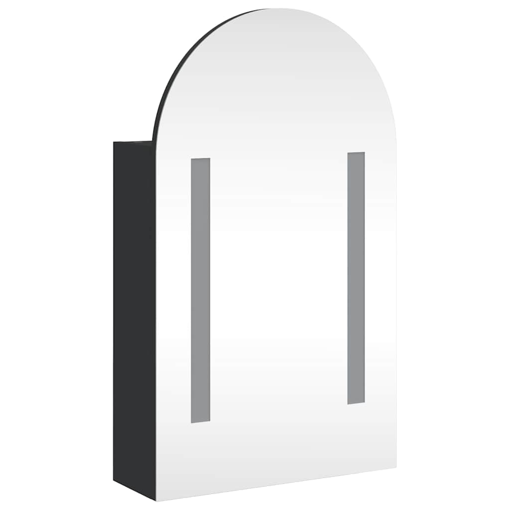 vidaXL Spiegelschrank mit LED-Beleuchtung Gewölbt Schwarz 42x13x70 cm