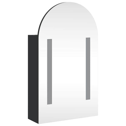 vidaXL Spiegelschrank mit LED-Beleuchtung Gewölbt Schwarz 42x13x70 cm