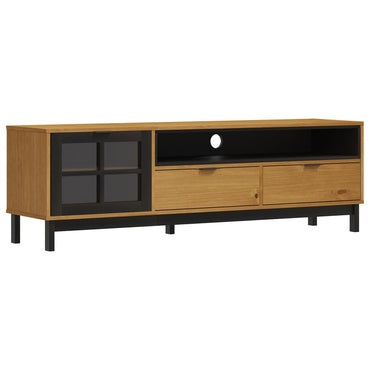 vidaXL Meuble TV avec porte vitrée FLAM 158x40x50 cm Pin massif