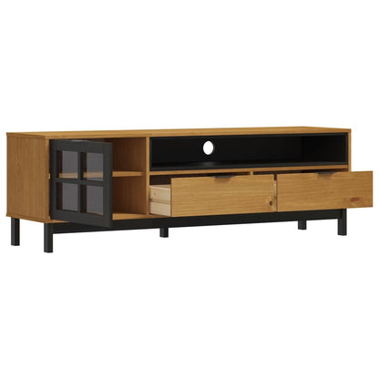 vidaXL Meuble TV avec porte vitrée FLAM 158x40x50 cm Pin massif