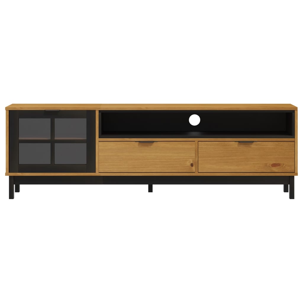 vidaXL Meuble TV avec porte vitrée FLAM 158x40x50 cm Pin massif