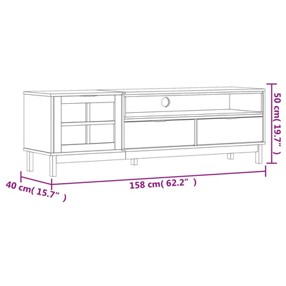 vidaXL Meuble TV avec porte vitrée FLAM 158x40x50 cm Pin massif