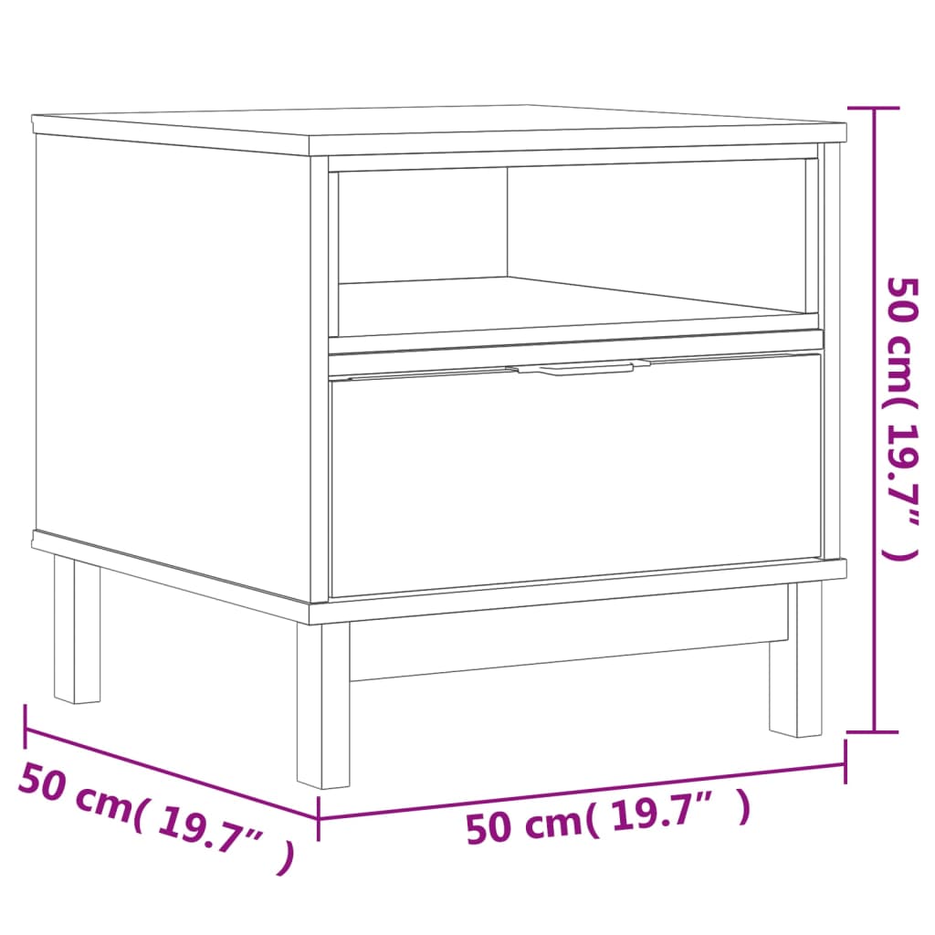 vidaXL Table d'appoint FLAM 50x50x50 cm Bois de pin massif