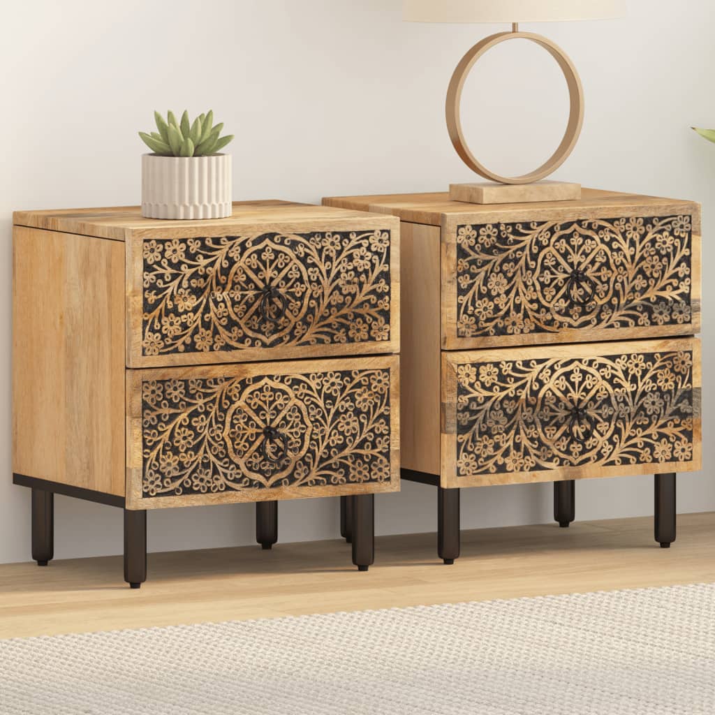vidaXL Nachttische 2 Stk. 40x33x46 cm Massivholz Mango