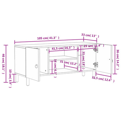 vidaXL Meuble TV 105x33x46 cm Bois de manguier massif