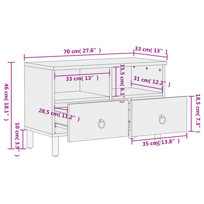 Meuble TV vidaXL 70x33x46 cm Bois de manguier massif