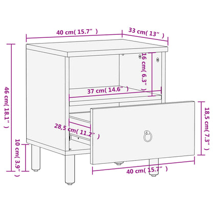 vidaXL Nachttisch 40x33x46 cm Massivholz Mango