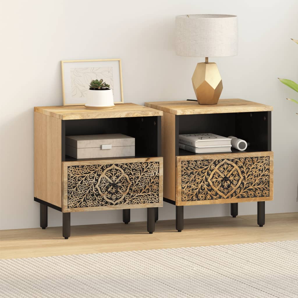 vidaXL Nachttische 2 Stk. 40x33x46 cm Massivholz Mango