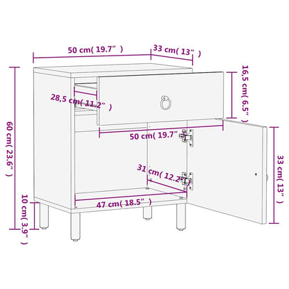 vidaXL Table de chevet 50x33x60 cm Bois de manguier massif