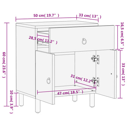 vidaXL Nachttisch 50x33x60 cm Massivholz Mango